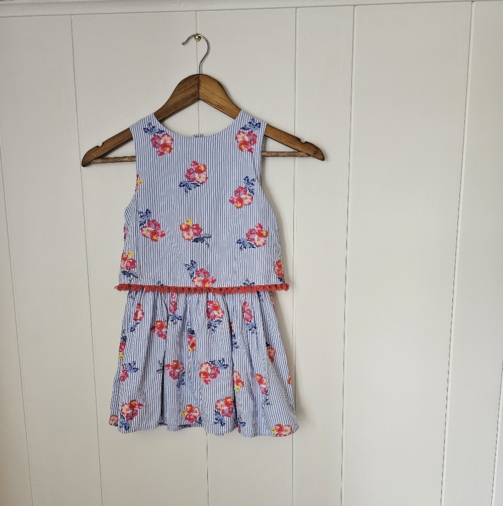 Joules Floral Striped Girls Layered Dress